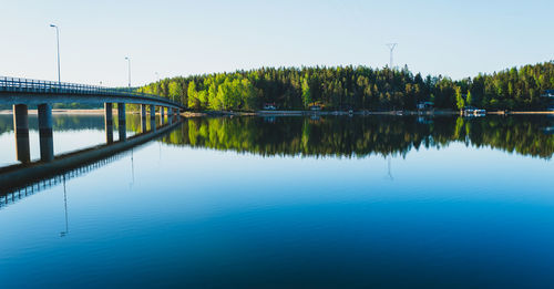 Scenic view of lake against clear sky