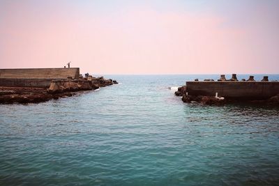 Scenic view of sea against clear sky