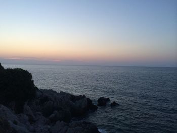 Scenic view of sea against clear sky