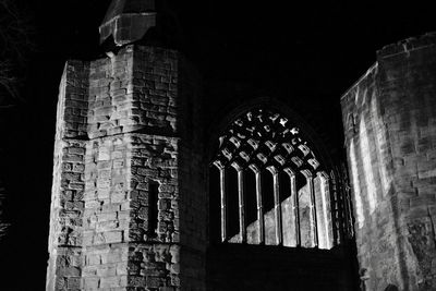 Low angle view of cathedral at night