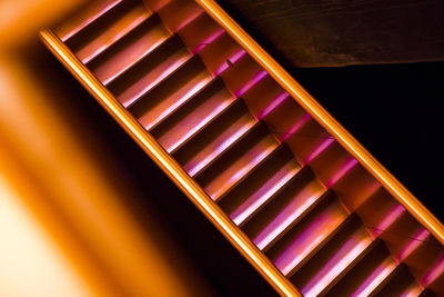 High angle view of illuminated spiral staircase