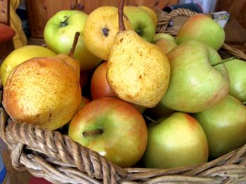 High angle view of apples in basket