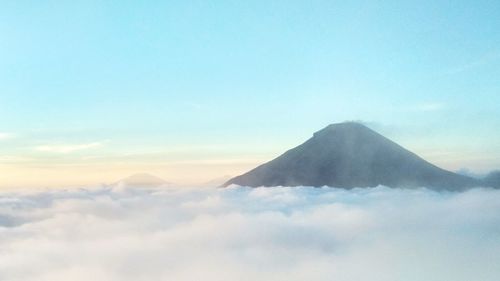 Majestic view of volcanic mountain against sky