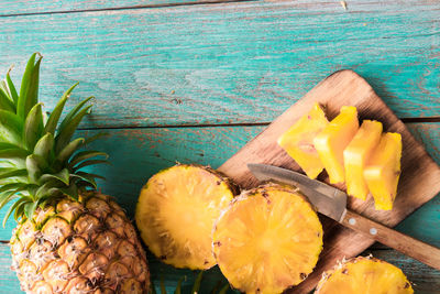 Close-up of fruits on wood