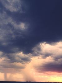 Low angle view of cloudy sky during sunset