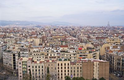 High angle view of townscape against sky