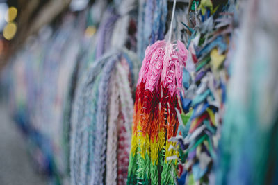 Colorful decoration hanging at market for sale