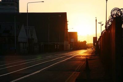 Empty road at sunset