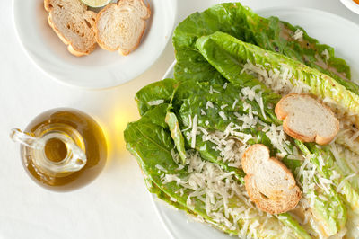 Directly above shot of meal served in plate