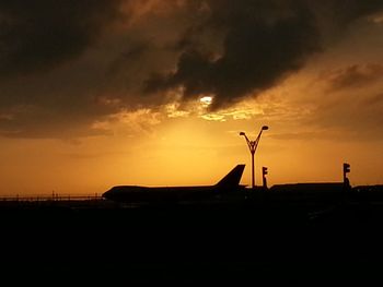 Silhouette of cloudy sky at sunset