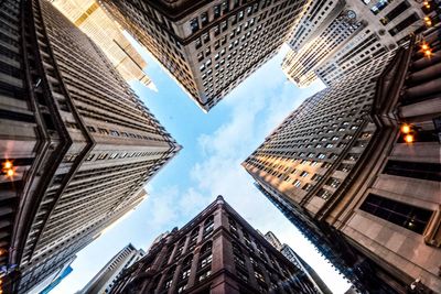 Low angle view of modern building against sky