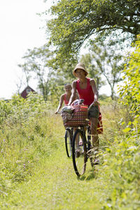 Mother on a bike