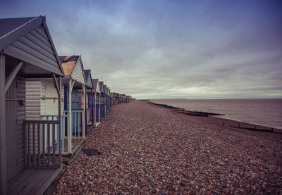 View of beach huts in a row