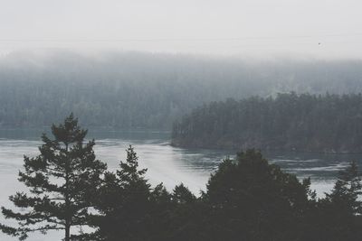 Scenic view of sea during foggy weather