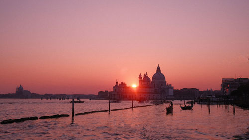 View of city at sunset