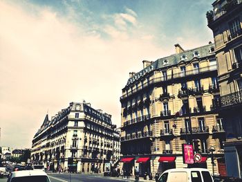 Low angle view of buildings against sky