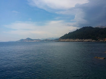 Scenic view of sea against cloudy sky