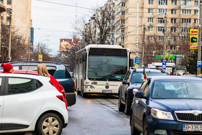 View of traffic on city street