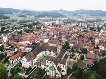 High angle view of townscape against sky