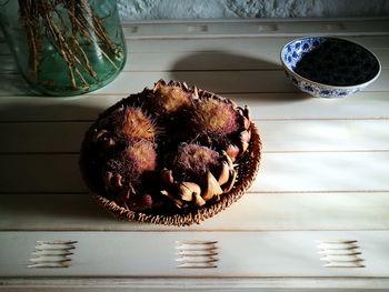 Close-up of dessert on table