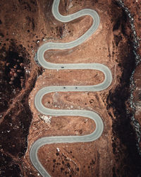 Aerial view of winding road 