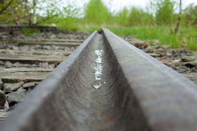 Close-up of railroad track