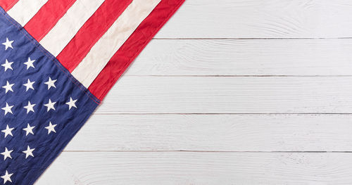 Close-up of flag on table