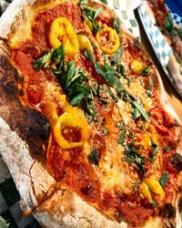 High angle view of food on plate