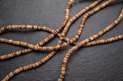 High angle view of coconut beads