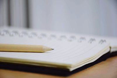 Close-up of book on table