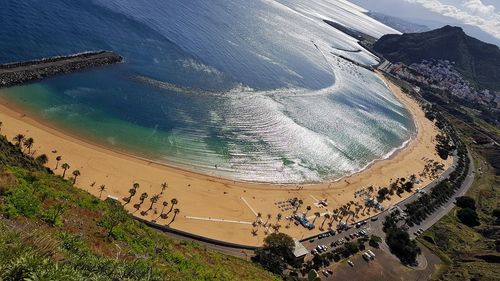 High angle view of beach