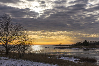 Scenic view of sea against cloudy sky