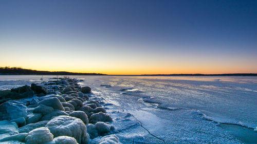 Scenic view of sea at sunset