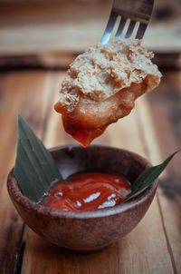 Close-up of strawberry on table