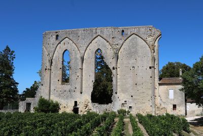 Low angle view of old ruin building