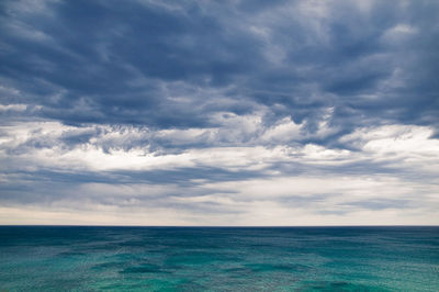 Scenic view of sea against cloudy sky
