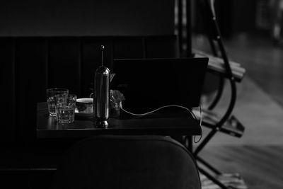 View of empty glass on table at restaurant