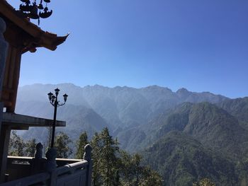 Scenic view of mountains against clear sky