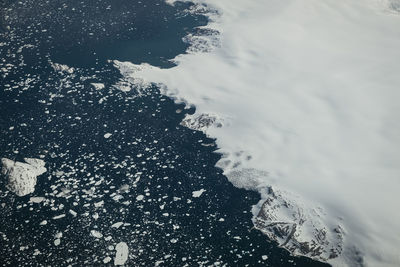 High angle view of frozen sea