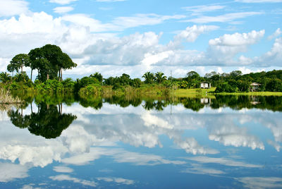 Scenic view of lake against sky