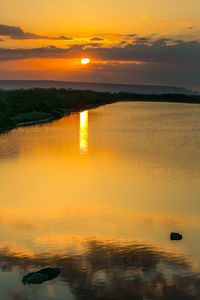 Scenic view of sunset over sea