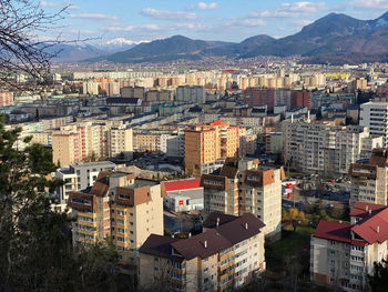 High angle view of townscape against sky