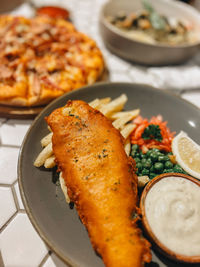 Close-up of food in plate on table