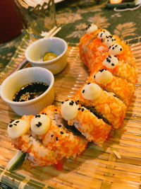 Close-up of sushi on table