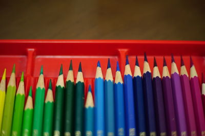 Close-up of multi colored pencils