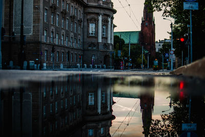 Reflection of buildings in water