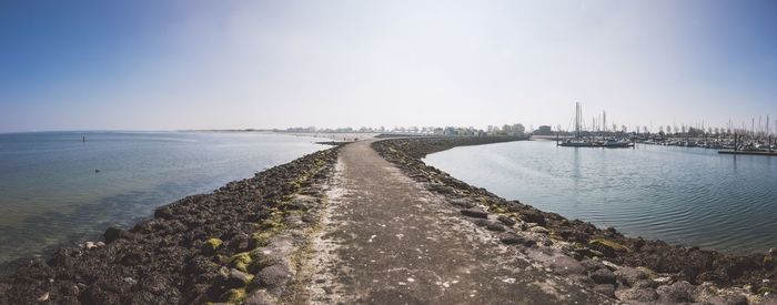 Scenic view of sea against clear sky