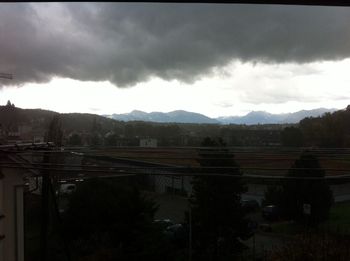 Clouds over mountain range