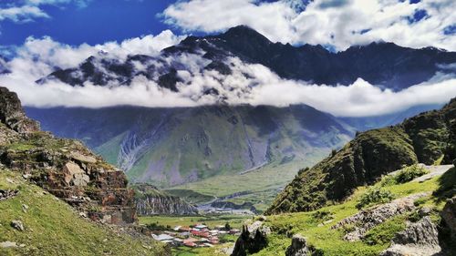 Scenic view of mountains against sky