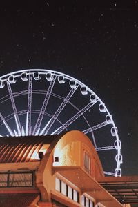 Low angle view of illuminated ferris wheel against sky at night